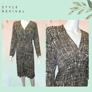 SALE✨ NWOT Ann Taylor Brown White Rayon Spandex Dress - Size 14